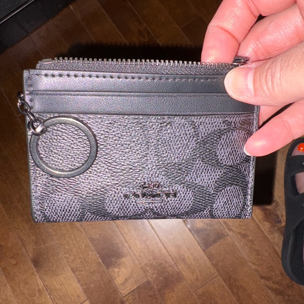 Coach Black and Gray Signature Card Wallet